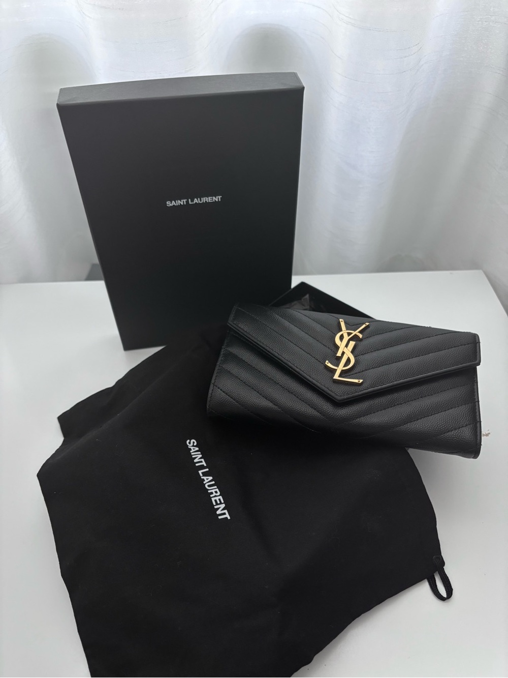 Saint Laurent Monogram Matelassé Leather Flap Wallet